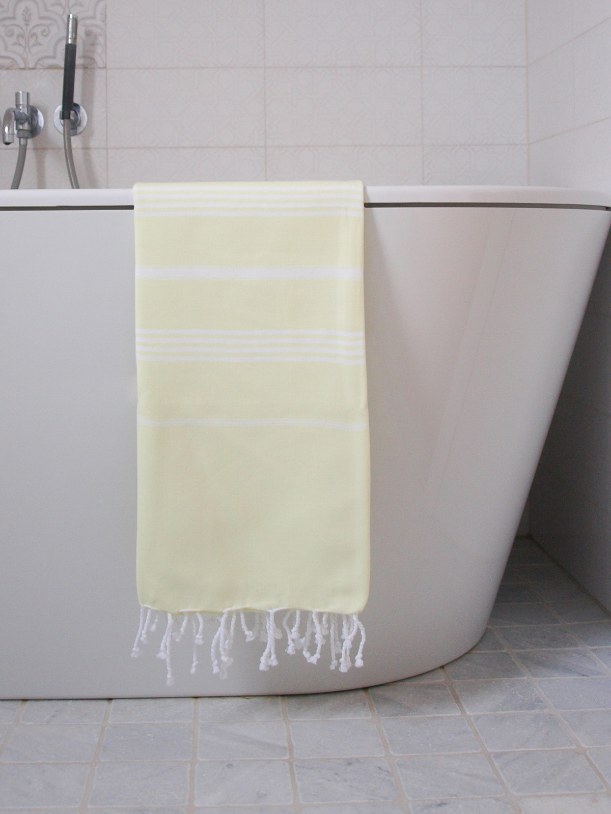 hammam towel lemon yellow/white
